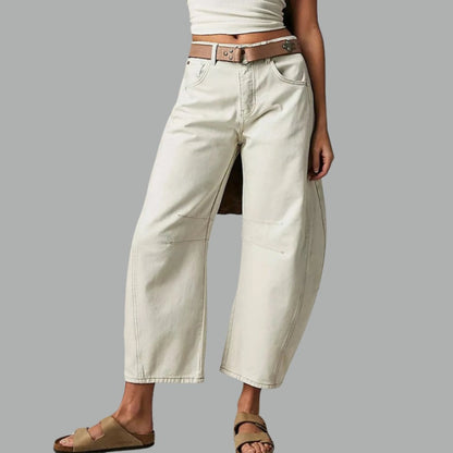 Effortless Relaxed Mom Jeans for Women with Cropped Barrel Leg Style