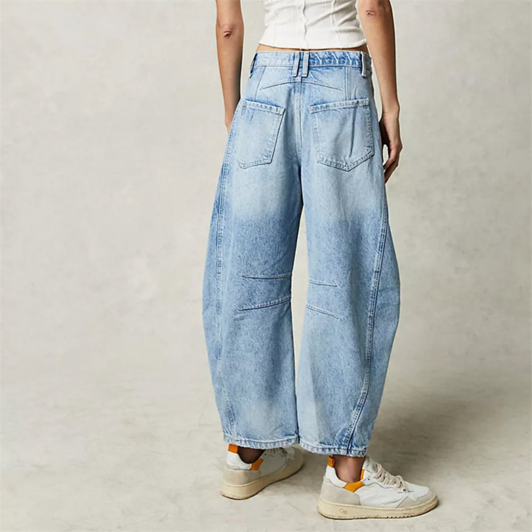 Effortless Relaxed Mom Jeans for Women with Cropped Barrel Leg Style