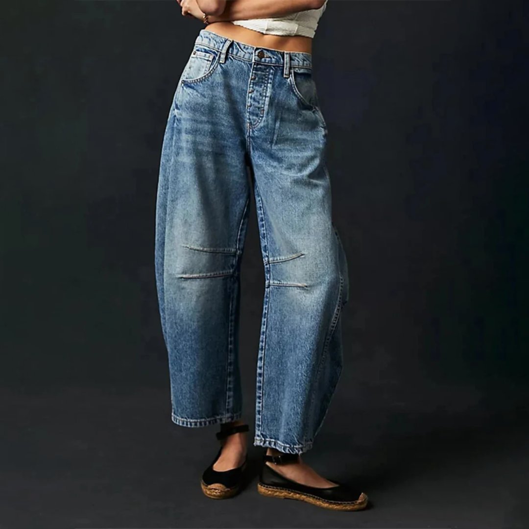Effortless Relaxed Mom Jeans for Women with Cropped Barrel Leg Style