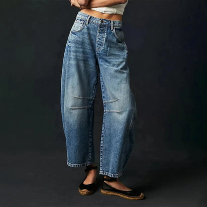 Effortless Relaxed Mom Jeans for Women with Cropped Barrel Leg Style