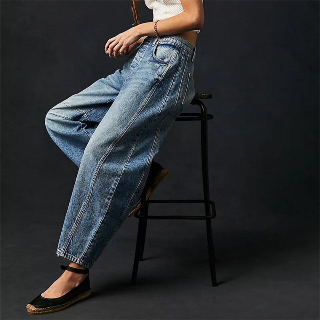 Effortless Relaxed Mom Jeans for Women with Cropped Barrel Leg Style
