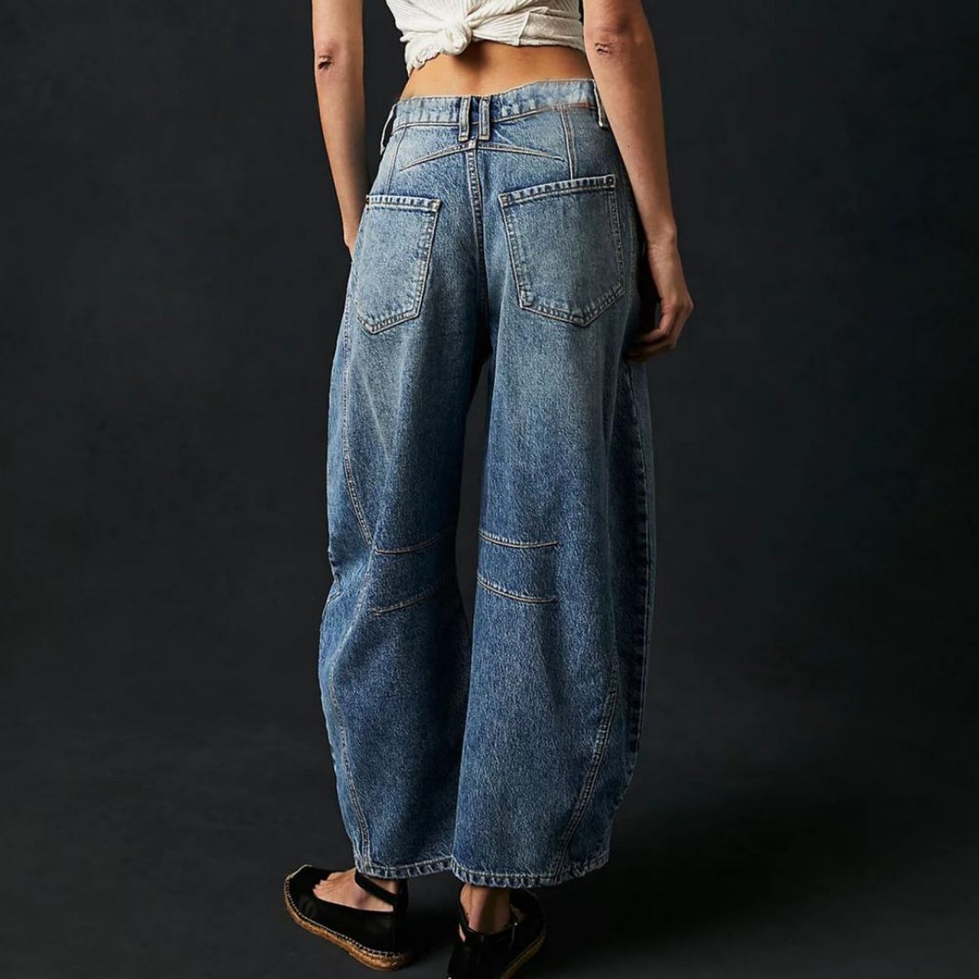 Effortless Relaxed Mom Jeans for Women with Cropped Barrel Leg Style