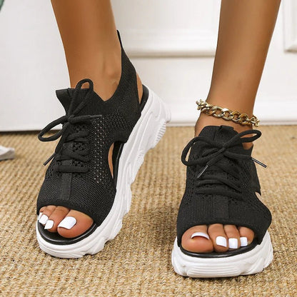 Comfortable Platform Sandals for Women with Lace Up Style