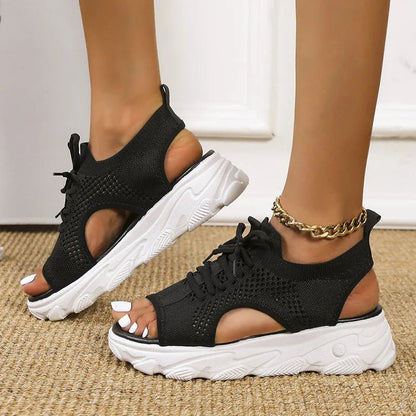 Comfortable Platform Sandals for Women with Lace Up Style