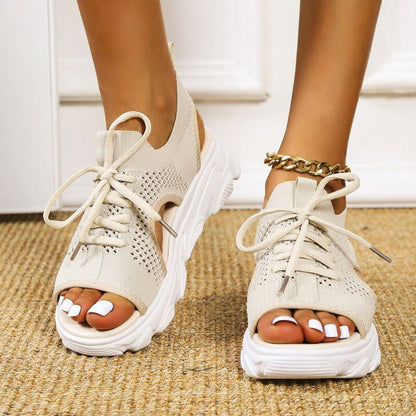 Comfortable Platform Sandals for Women with Lace Up Style