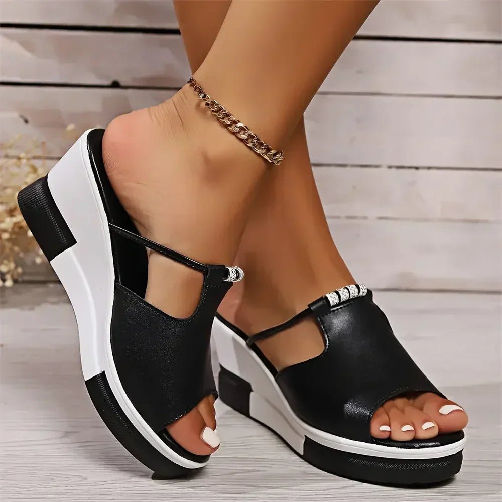 Comfortable Wedge Sandals for Women with Cutout Strap Platform Open Toe Style