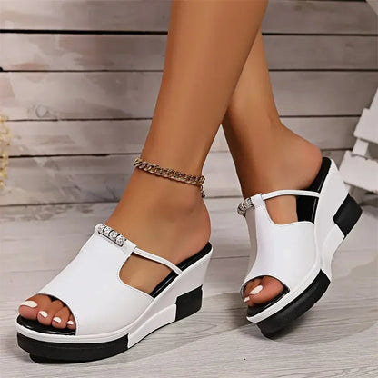Comfortable Wedge Sandals for Women with Cutout Strap Platform Open Toe Style