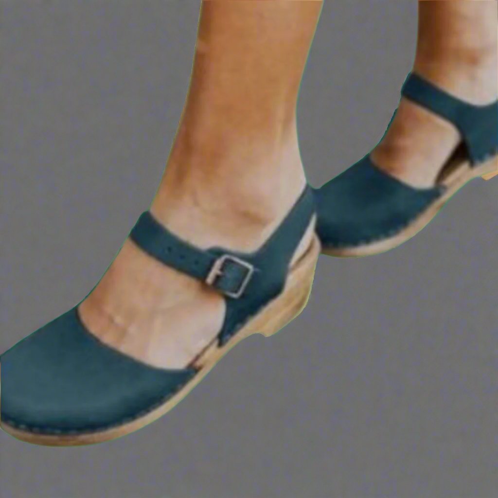 Mary Jane Wedge Sandals with Buckle Strap