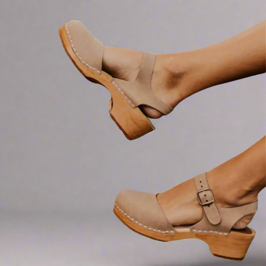 Mary Jane Wedge Sandals with Buckle Strap