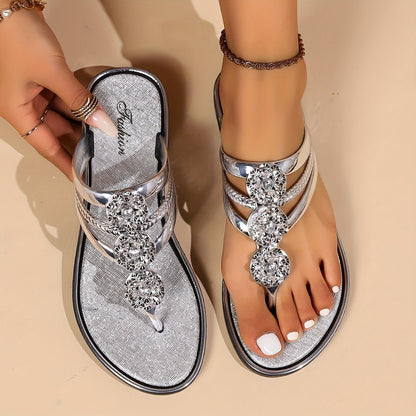 Elegant Sandals for Women with Rhinestone Strap Style
