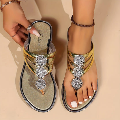 Elegant Sandals for Women with Rhinestone Strap Style