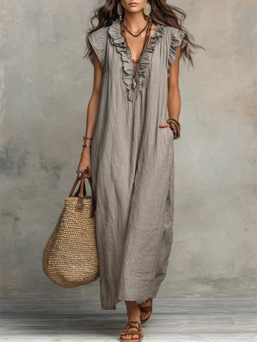 Sleeveless Button Maxi Dress