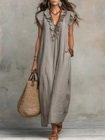Sleeveless Button Maxi Dress