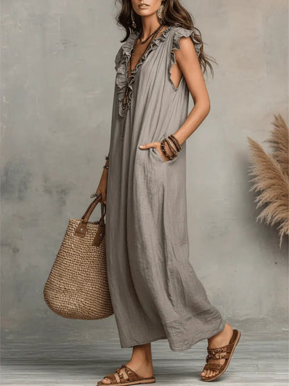 Sleeveless Button Maxi Dress