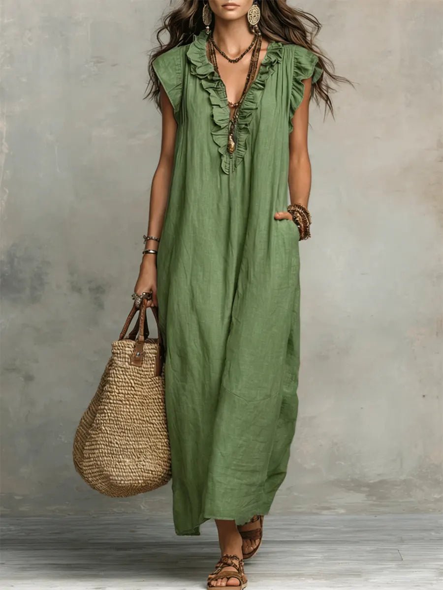 Sleeveless Button Maxi Dress