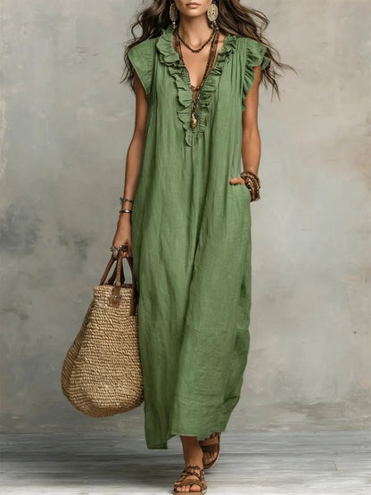 Sleeveless Button Maxi Dress