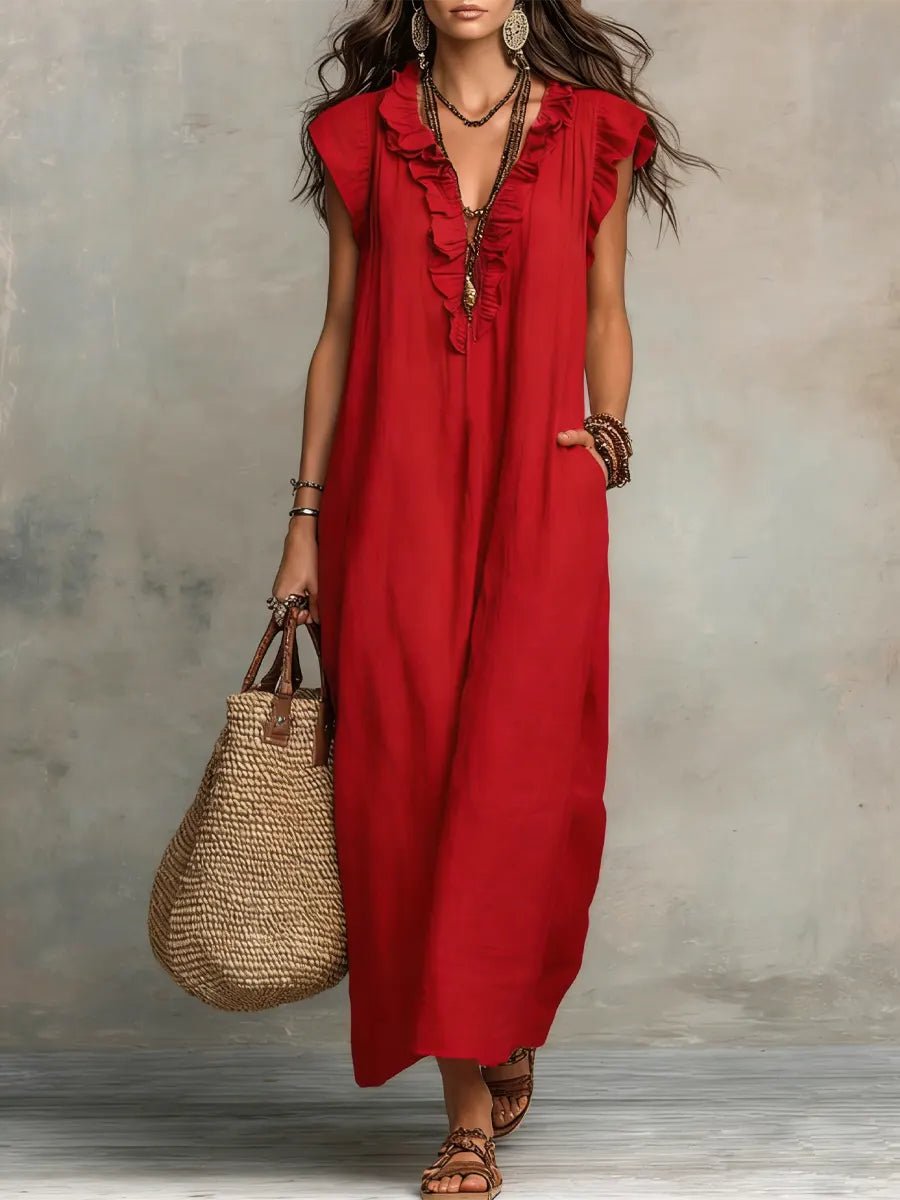 Sleeveless Button Maxi Dress