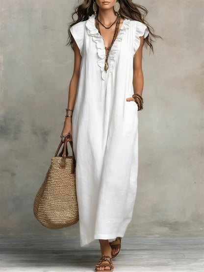 Sleeveless Button Maxi Dress