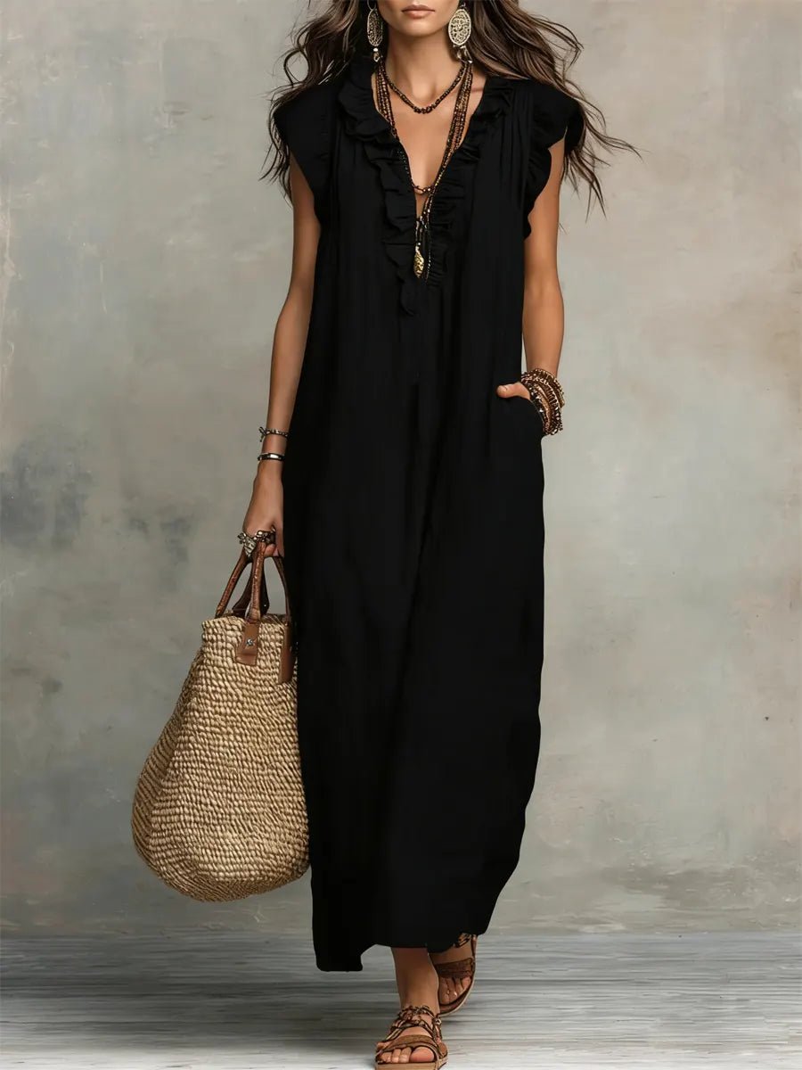 Sleeveless Button Maxi Dress