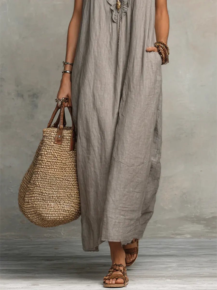 Sleeveless Button Maxi Dress