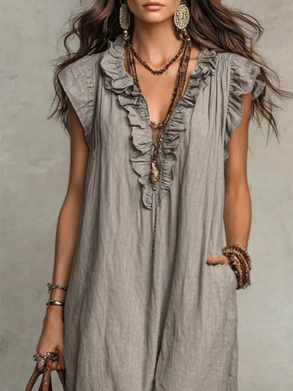 Sleeveless Button Maxi Dress