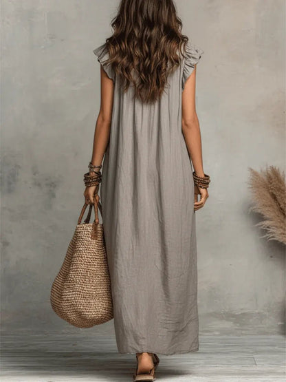 Sleeveless Button Maxi Dress