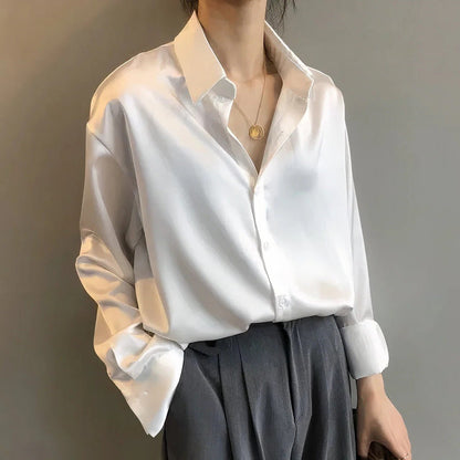 Satin Button Down Blouse