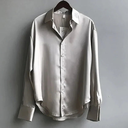 Satin Button Down Blouse
