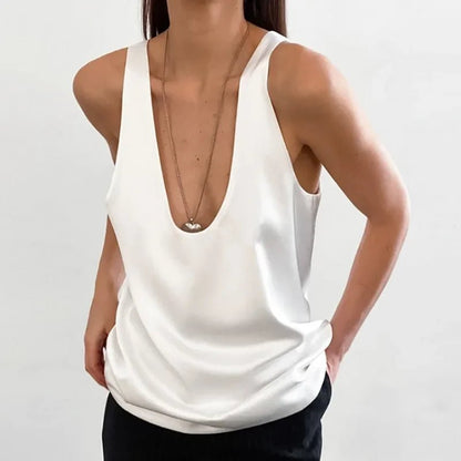 Satin V Neck Tank Top
