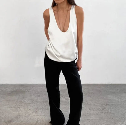 Satin V Neck Tank Top