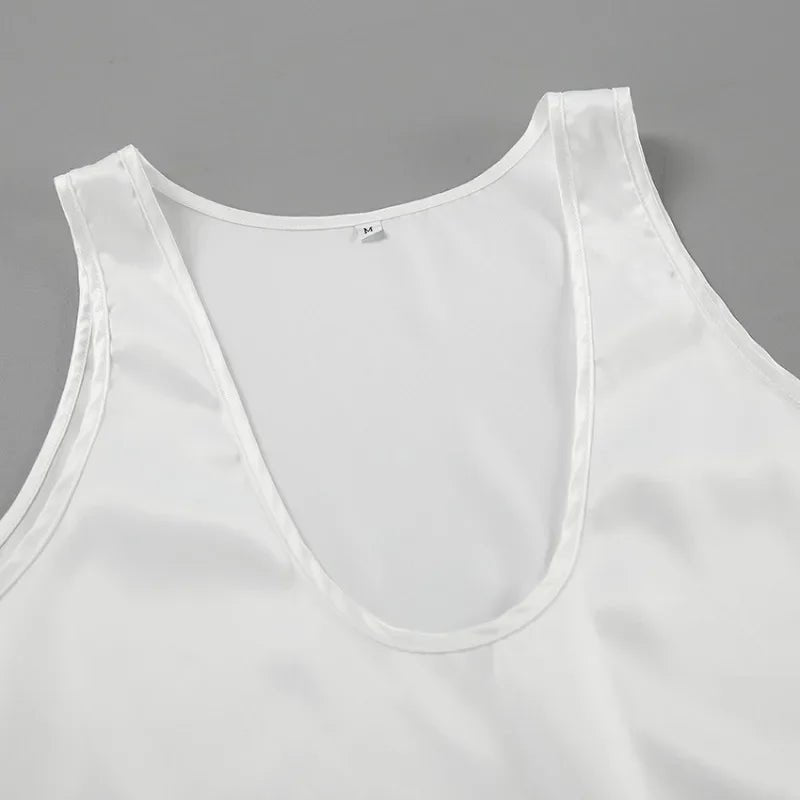 Satin V Neck Tank Top