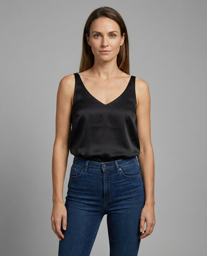 Satin V Neck Tank Top