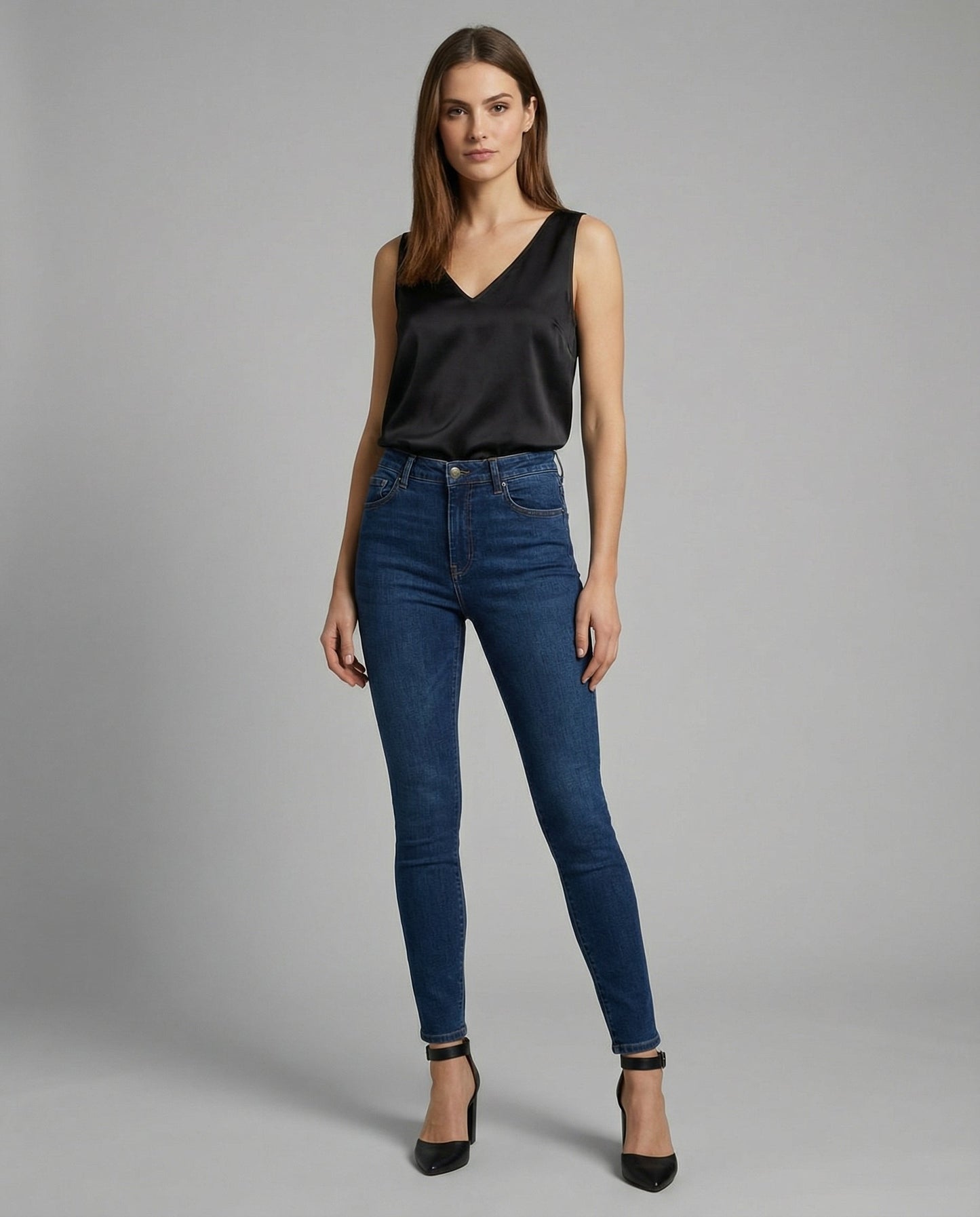 Satin V Neck Tank Top