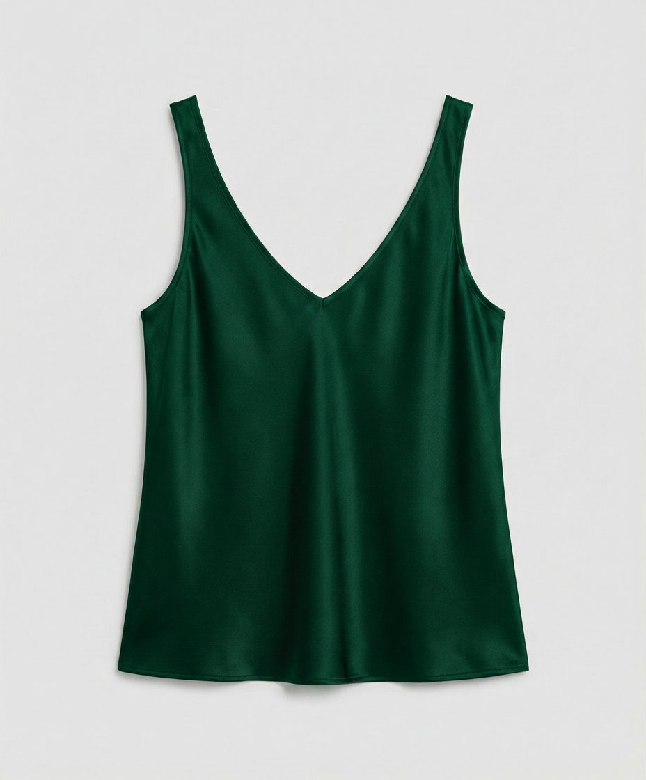 Satin V Neck Tank Top