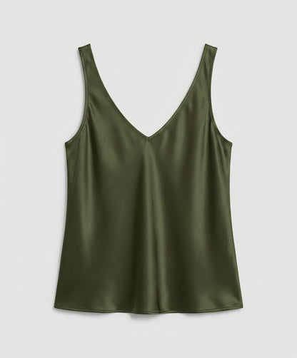 Satin V Neck Tank Top