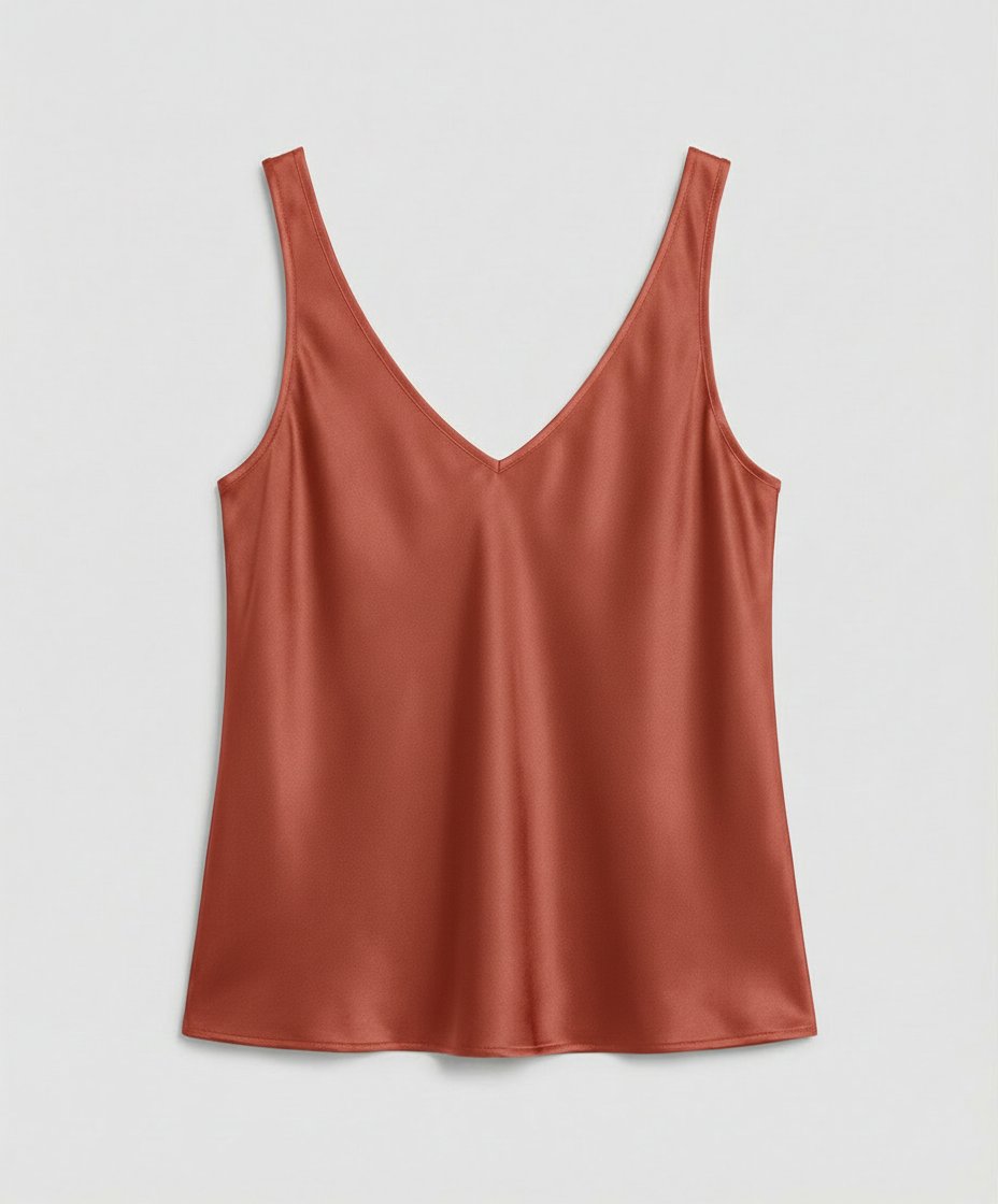 Satin V Neck Tank Top