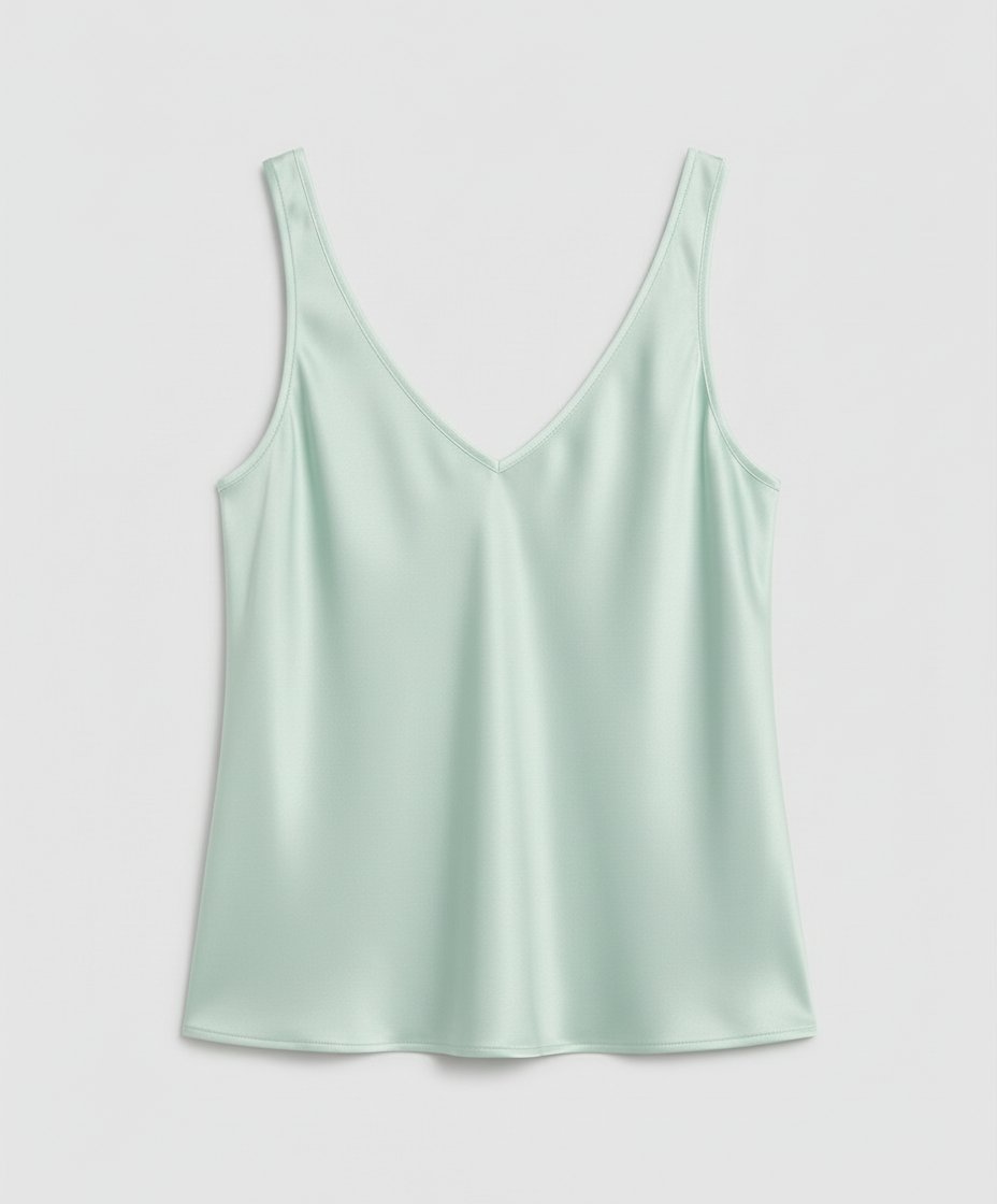 Satin V Neck Tank Top