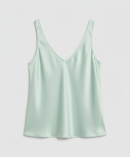 Satin V Neck Tank Top