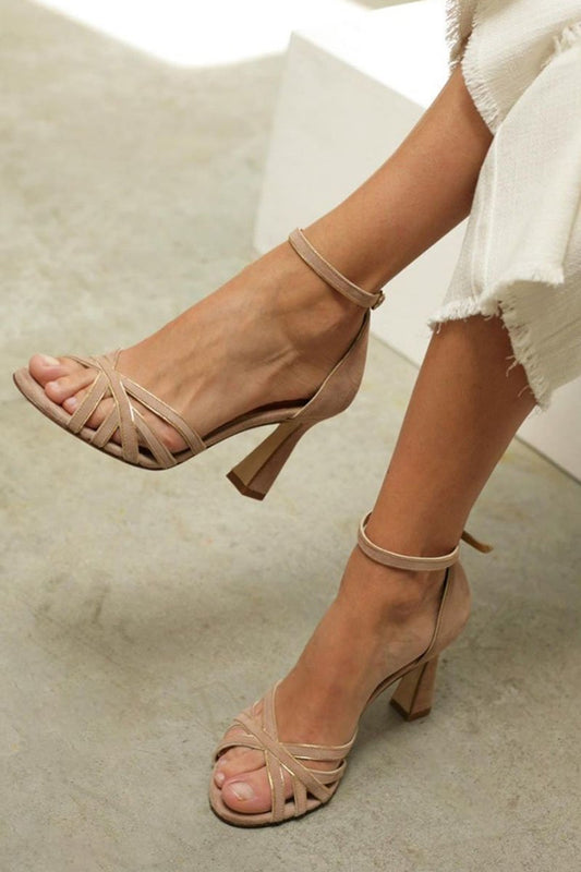 Elegant Beige Sandals for Women with Bow Tie Style
