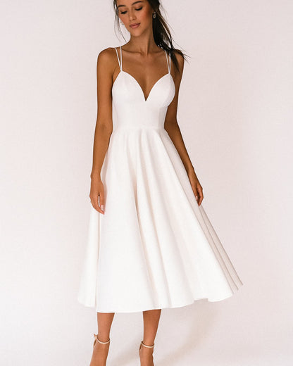 Strappy A-Line Wedding Guest Midi Dress