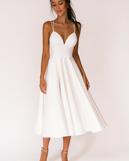 Strappy A-Line Wedding Guest Midi Dress