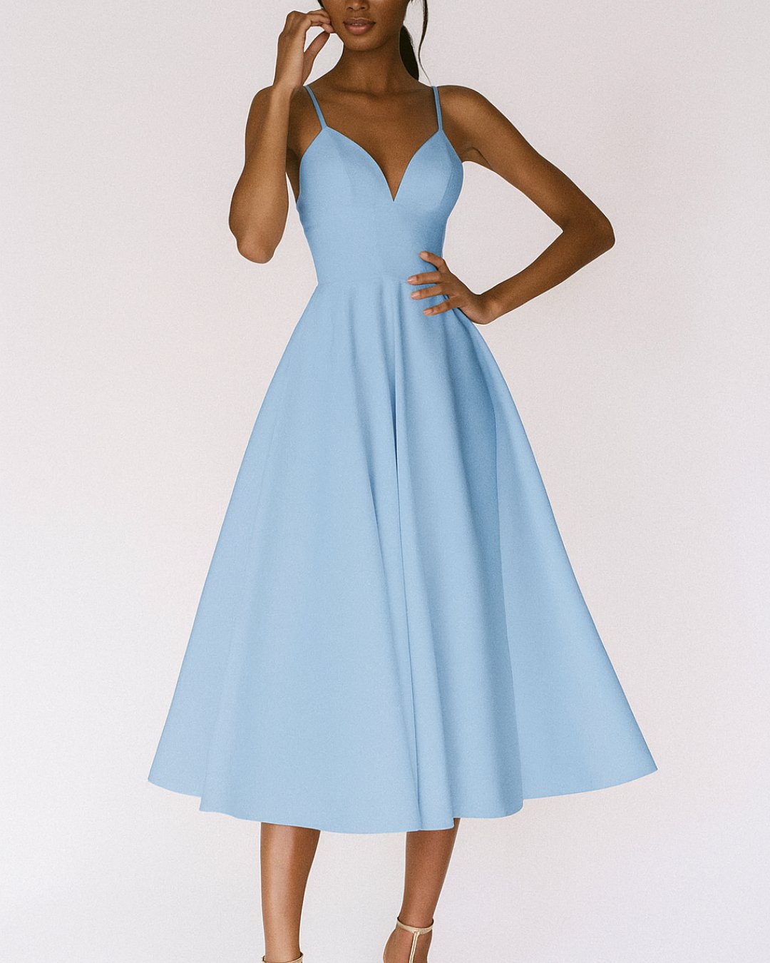 Strappy A-Line Wedding Guest Midi Dress