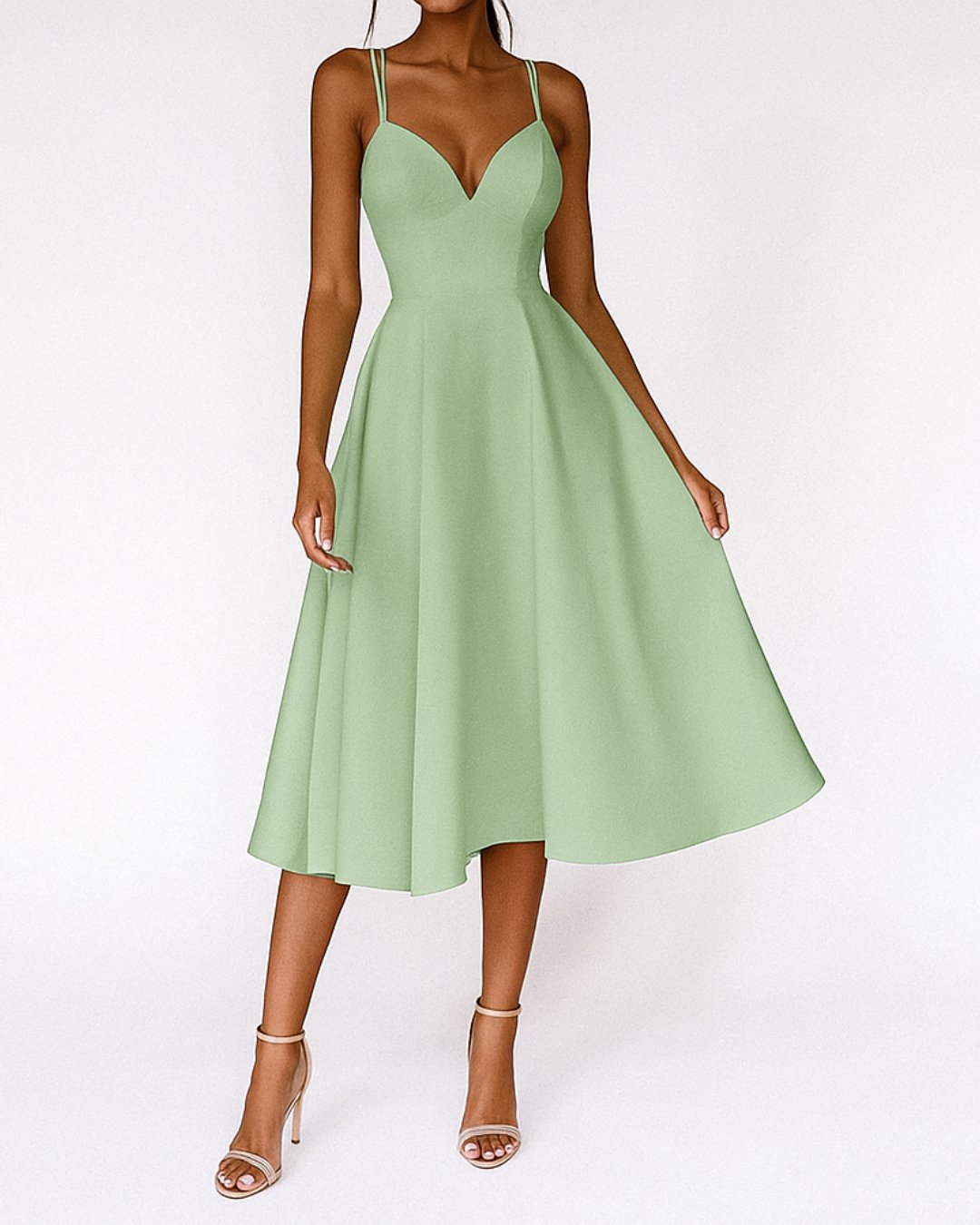 Strappy A-Line Wedding Guest Midi Dress