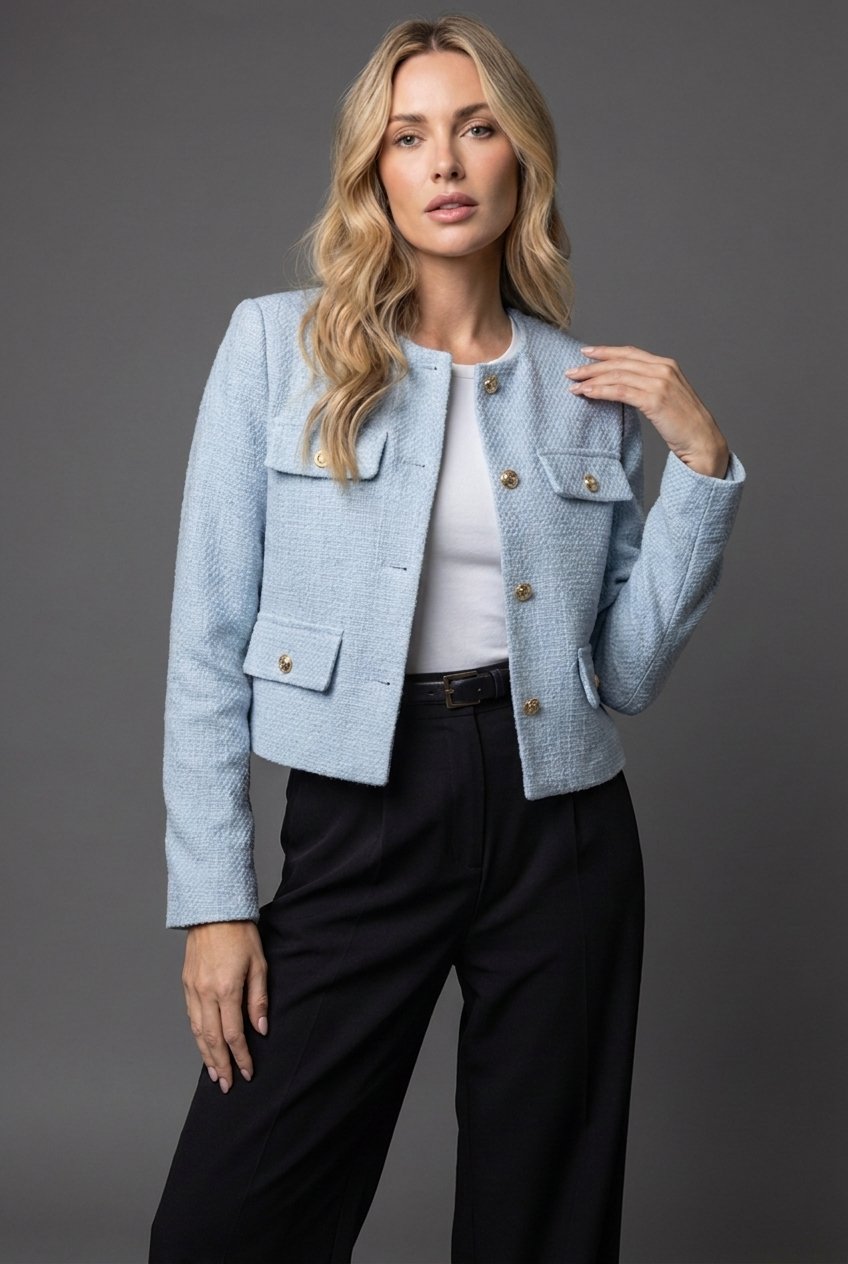 Elegant Tweed Jacket for Women with Cropped Style