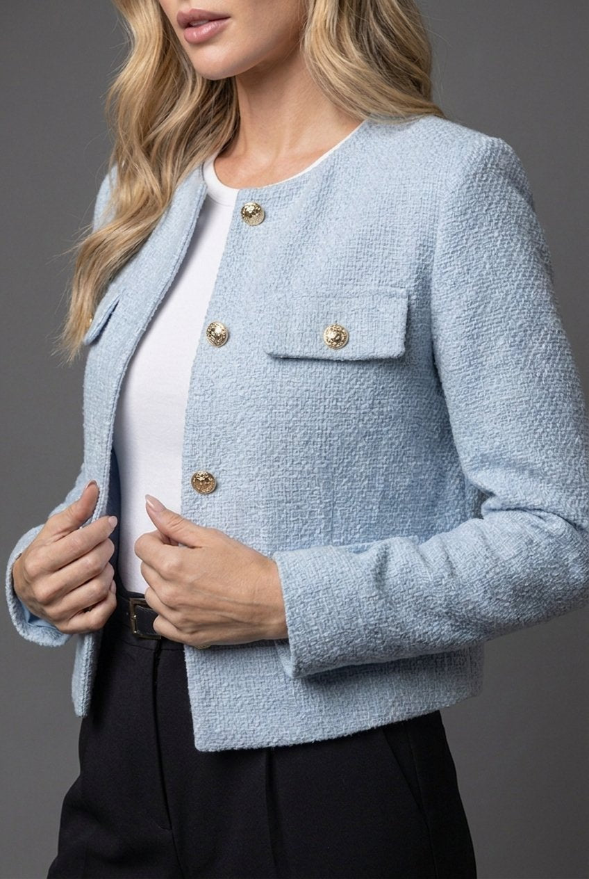 Elegant Tweed Jacket for Women with Cropped Style