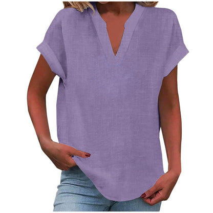 Effortless V Neck Blouses for Women with Short Sleeve Style