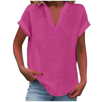Effortless V Neck Blouses for Women with Short Sleeve Style