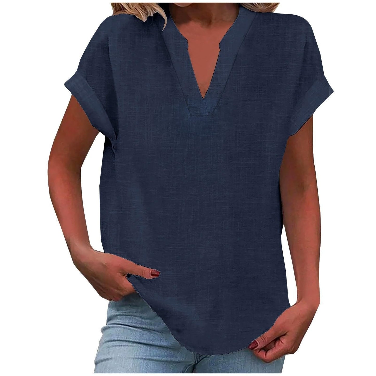 Effortless V Neck Blouses for Women with Short Sleeve Style