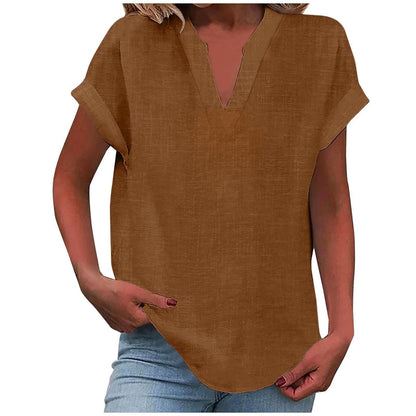 Effortless V Neck Blouses for Women with Short Sleeve Style