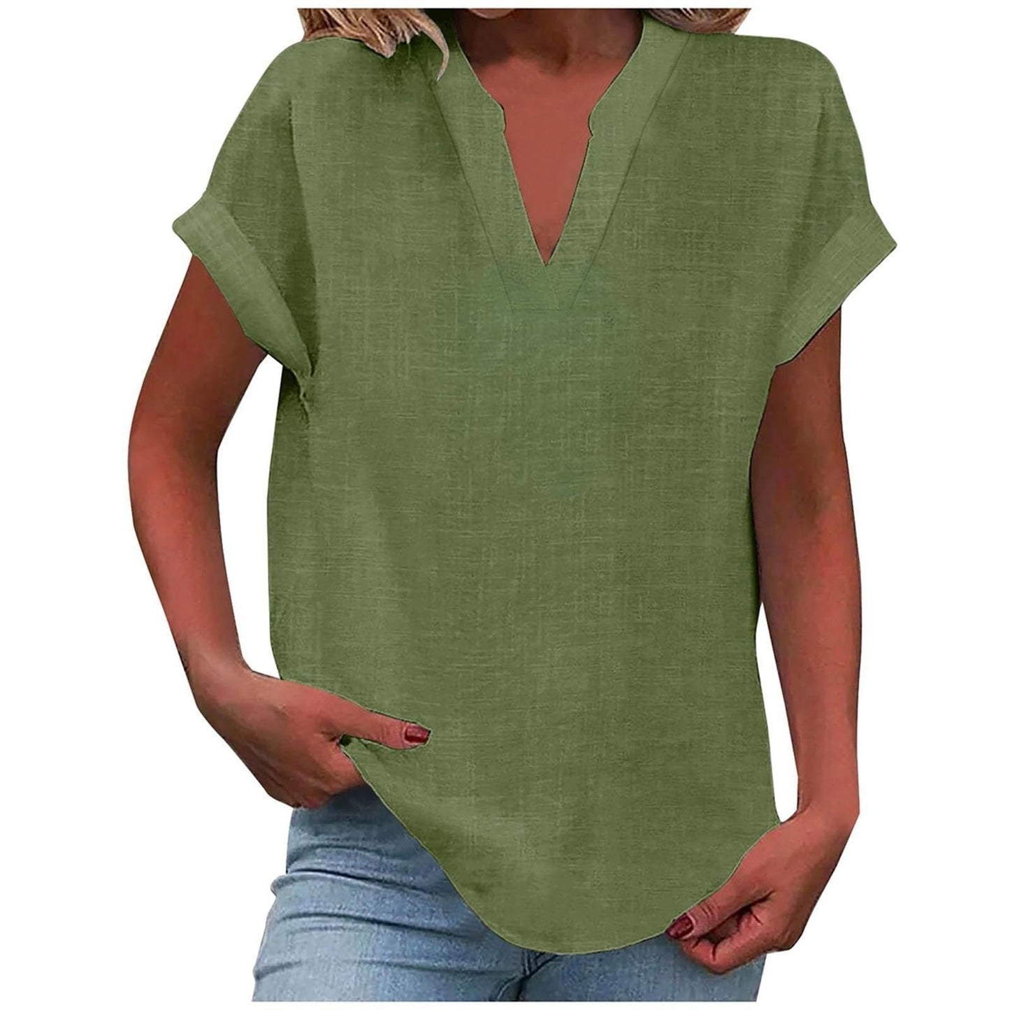 Effortless V Neck Blouses for Women with Short Sleeve Style